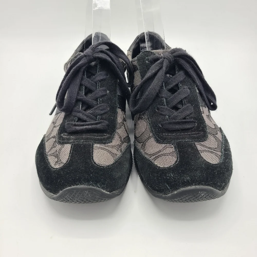 Coach Kelson Signature C Black Gray Suede Leather Sneakers 7